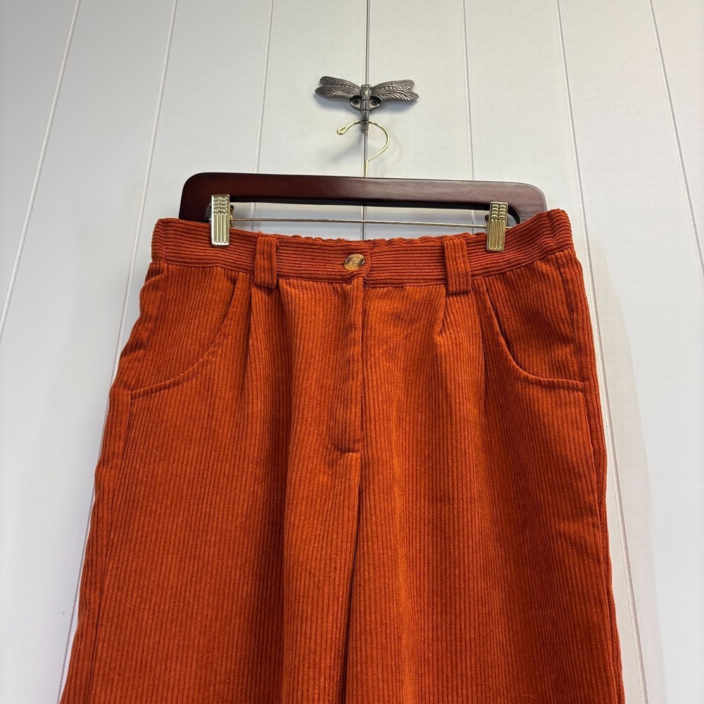 Unbranded Womens Academia Preppy High Rise Corduroy Trousers Size M Orange Chic - Picture 6 of 9